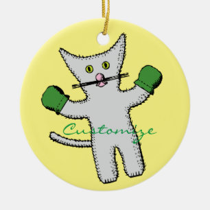 Boxningkattunge med Mittens Thunder_Cove Julgransprydnad Keramik