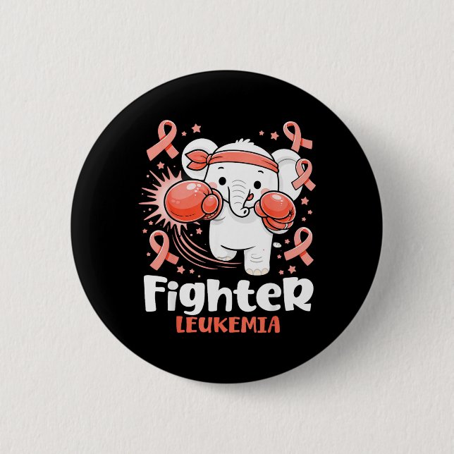 Boxnings elefant leukemi medvetenhet rolig fighter knapp (Framsida)