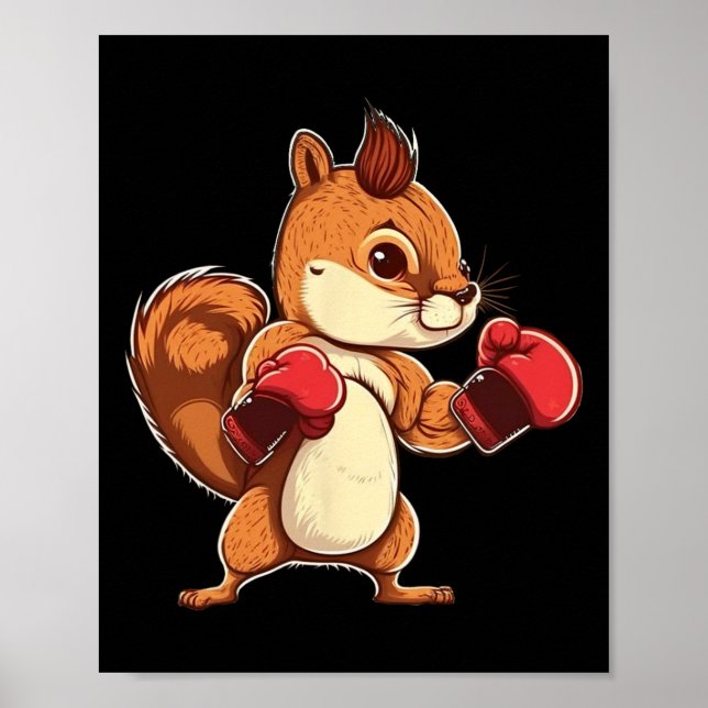 Boxnings Handske Ekorre Boxare Kickboxare Kickboxn Poster (Framsidan)