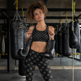 Boxnings Handskor Hängande Mönster Sport Grå Svart Leggings