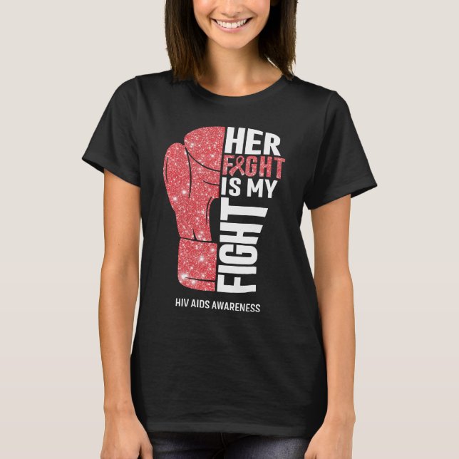 Boxnings Handskor Hiv Aids Krigare T Shirt (Framsida)