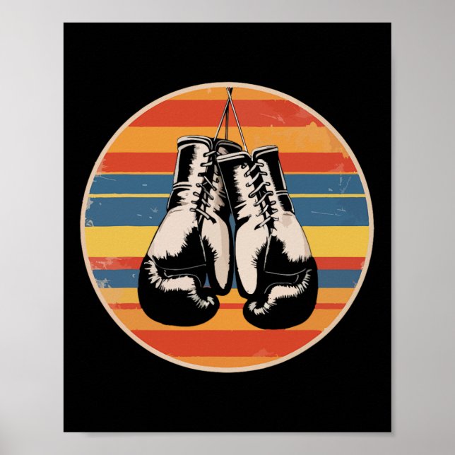 Boxnings Handskor Kickboxning Boxningsälskare Retr Poster (Framsidan)