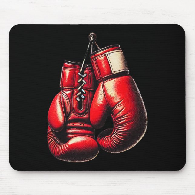 Boxnings Handskor Röd Boxning Sport Boxare Kickbox Musmatta (Framsidan)