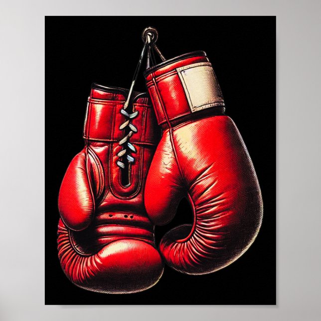 Boxnings Handskor Röd Boxning Sport Boxare Kickbox Poster (Framsidan)