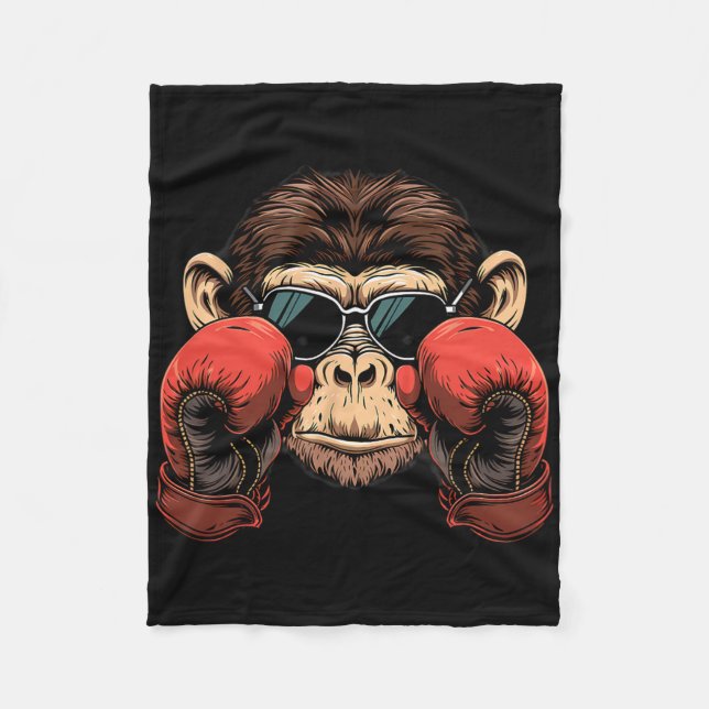 Boxningsapa Älskare Boxnings Handskor Kickboxning  Fleecefilt (Framsidan)