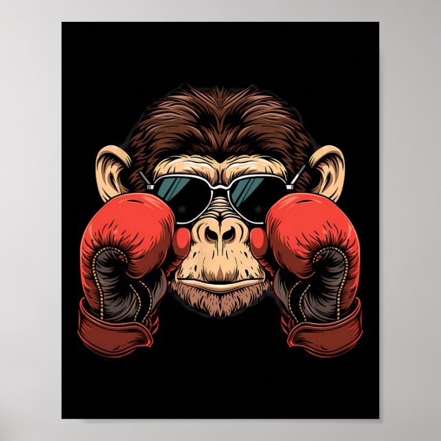 Boxningsapa Älskare Boxnings Handskor Kickboxning  Poster (Framsidan)