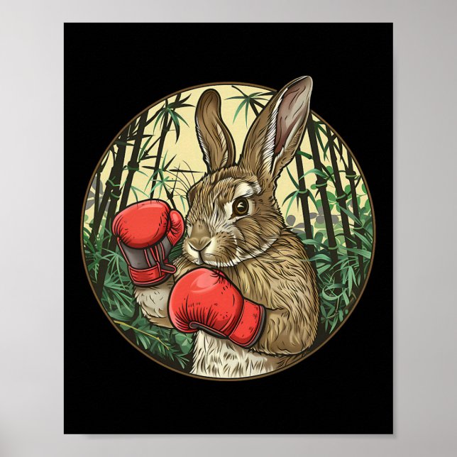 Boxningskanin Boxningshandskor Kickboxning Rolig b Poster (Framsidan)