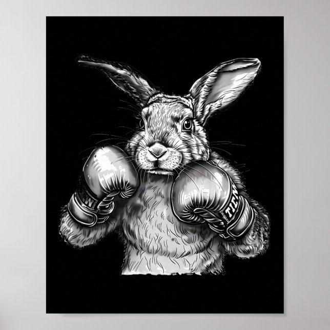 Boxningskanin Boxningshandskor Kickboxning Rolig b Poster (Framsidan)