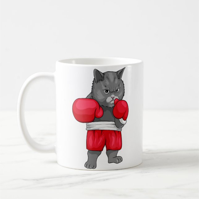 Boxningskatt För En Boxare Och Kattälskare Kaffemugg (Vänster)