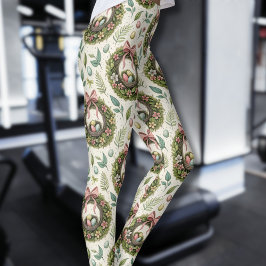 Boxwood Easter Wreath Pink Bow with Egg Leggings