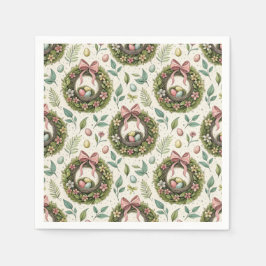 Boxwood Easter Wreath Pink Bow with Egg Pappersservett