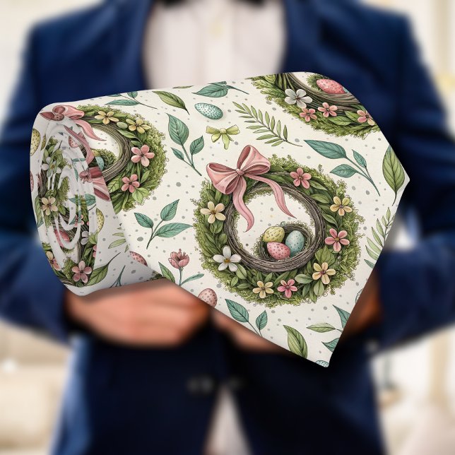 Boxwood Easter Wreath Pink Bow with Egg Slips (Skapare uppladdad)