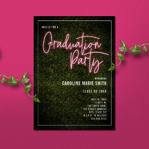 Boxwood Rosa Neon-Studentfest Inbjudningar