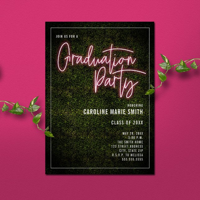 Boxwood Rosa Neon-Studentfest Inbjudningar (Skapare uppladdad)