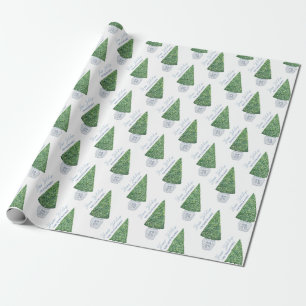 Boxwood Topiary Träd Ginger Burk Glad helg Presentpapper