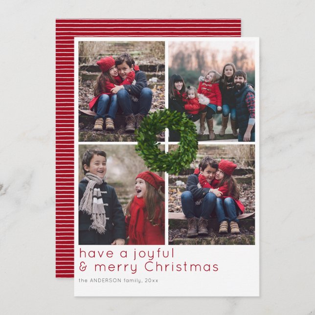 Boxwood WAN 4 Grid Jul Helgdag Julkort (Fram/baksida)