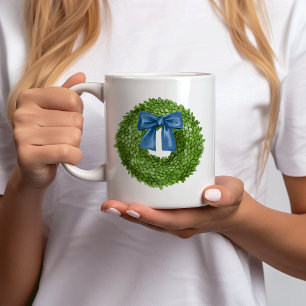 Boxwood Wandeans med Blue Bow Ceramic Kaffemugg