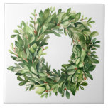 Boxwood Wandeberries Simple Watercolor Farmhouse<br><div class="desc">En keramisk bricka i perfekten för dekorering. Boxwood-andedräkt med torkade bär. Enkel vattenfärgsgrafik användes för att göra den här keramiska plattan för bondgården.</div>