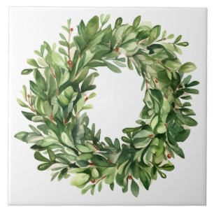Boxwood Wandeberries Simple Watercolor Farmhouse Kakelplatta