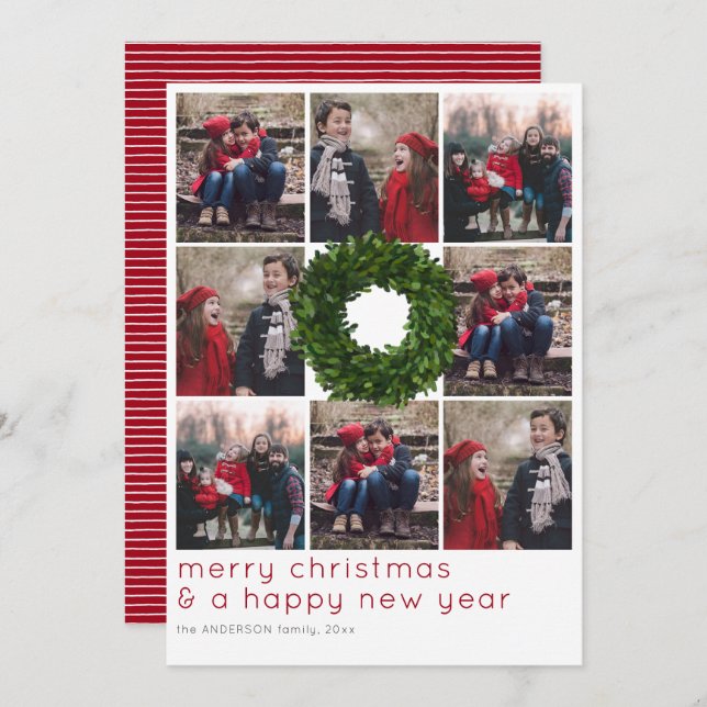 Boxwood Wans 8 Grid Jul Helgdag Julkort (Fram/baksida)