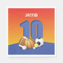 Boy 10 Birthday Sports Bollar Pappersservett