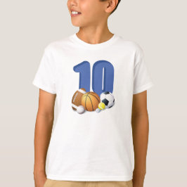 Boy 10 Birthday Sports Bollar T Shirt