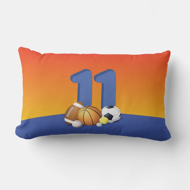 Boy 11 Birthday Sports Bollar Lumbarkudde (Framsida)