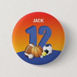 Boy 12:e Birthday Sports Bollar Knapp