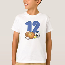 Boy 12:e Birthday Sports Bollar T Shirt
