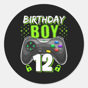 Boy 12 Video Game Controller Gamer 12:e Birthday Runt Klistermärke