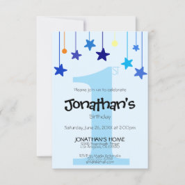 Boy 1st BIRTHDAY Coola Light Blue Stars Inbjudningar