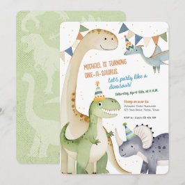 Boy 1st Dinomite Party Cute One-A-Saurus Inbjudningar