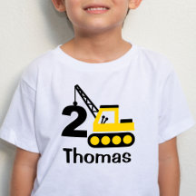 Boy 2 Birthday Construction Crane T-Shirt