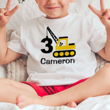 Boy 3 Birthday Construction Crane T-Shirt