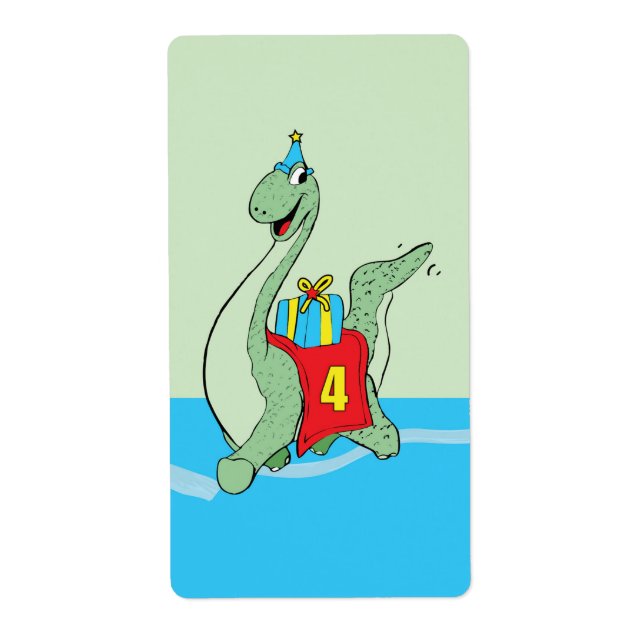 Boy, 4e födelsedagen Dinosaur Fraktsedel (Framsidan)