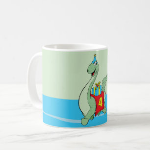 Boy, 4e födelsedagen Dinosaur Kaffemugg