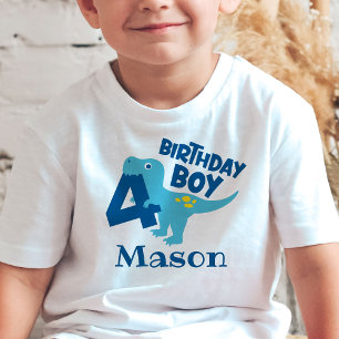 Boy 4e födelsedagen Dinosaur Personlig T-Shirt