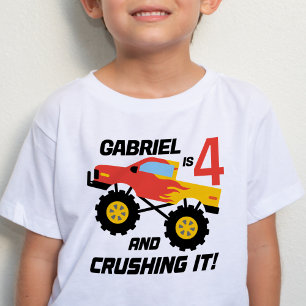 Boy 4e födelsedagen Monster Lastbil Personlig T Shirt