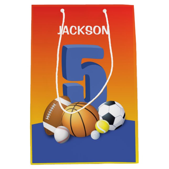 Boy 5 Birthday Sports Bollar (Framsidan)