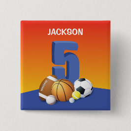 Boy 5 Birthday Sports Bollar Knapp