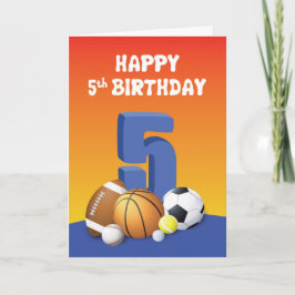 Boy 5 Birthday Sports Bollar Kort