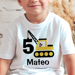 Boy 5th Birthday Construction Crane Personlig T Shirt