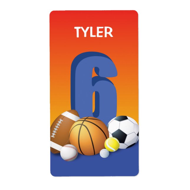 Boy 6e Birthday Sports Bollar Fraktsedel (Framsidan)