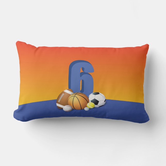 Boy 6e Birthday Sports Bollar Lumbarkudde (Framsida)