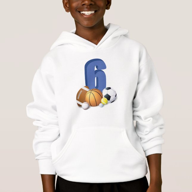 Boy 6e Birthday Sports Bollar T Shirt (Framsida)