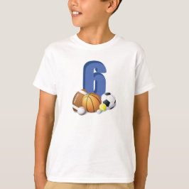 Boy 6e Birthday Sports Bollar T Shirt