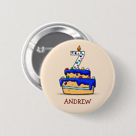 Boy 7:e Birthday, 7 på Sweet Blue Cake Knapp