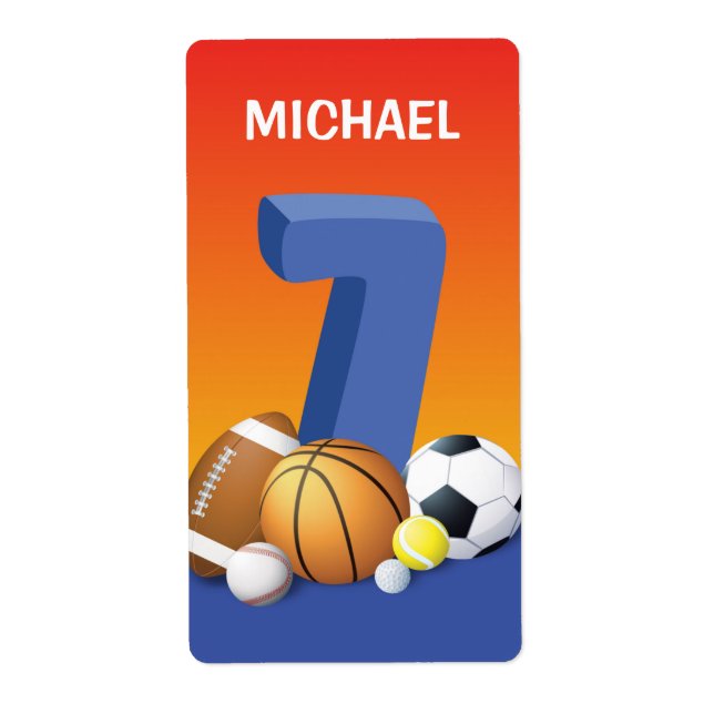 Boy 7:e Birthday Sports Bollar Fraktsedel (Framsidan)