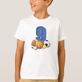 Boy 9th Birthday Sports Bollar T Shirt