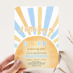 Boy A Little Ray of Sunshine Baby Shower Inbjudningar